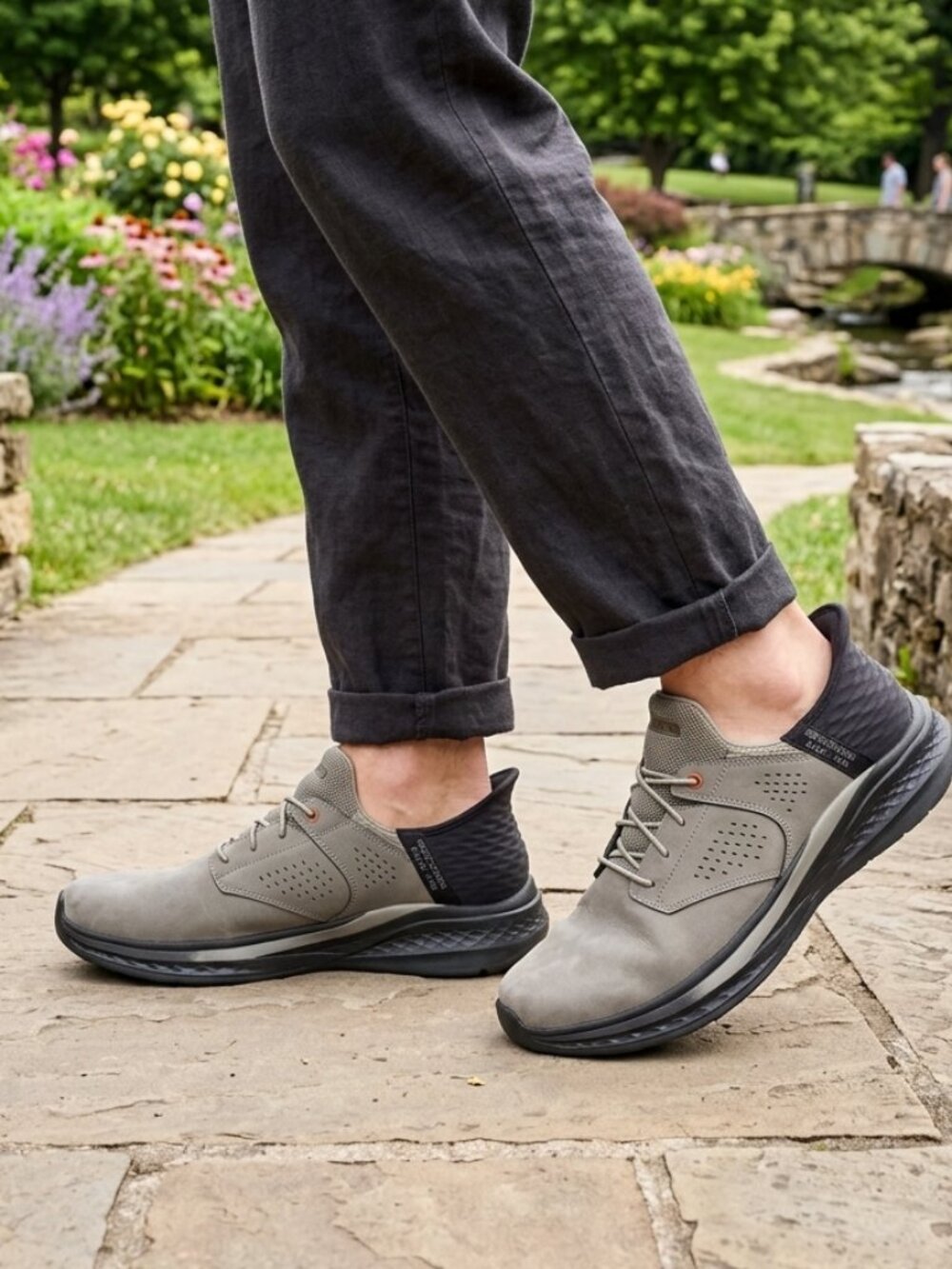 Skechers Grey Leather Slip On Slade Macklin
